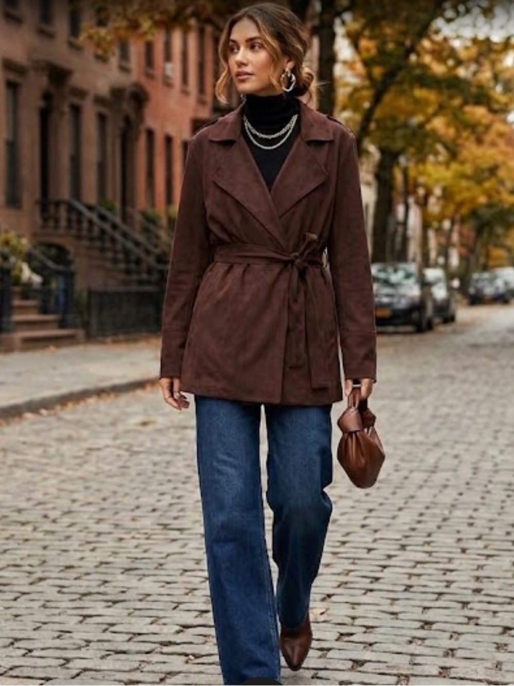 Oversized Anthropologie Espresso Brown Suede-Look Blazer - Picture 2 of 12